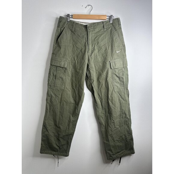 Nike SB Cargo Pants Mens 34 Green Skateboarding Utility Ripstop Baggy Drawstring - Picture 1 of 16